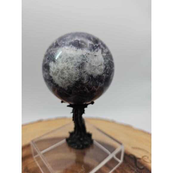Amethyst Sphere .82lb 65mm W/Dragon Stand - Picture 6 of 12